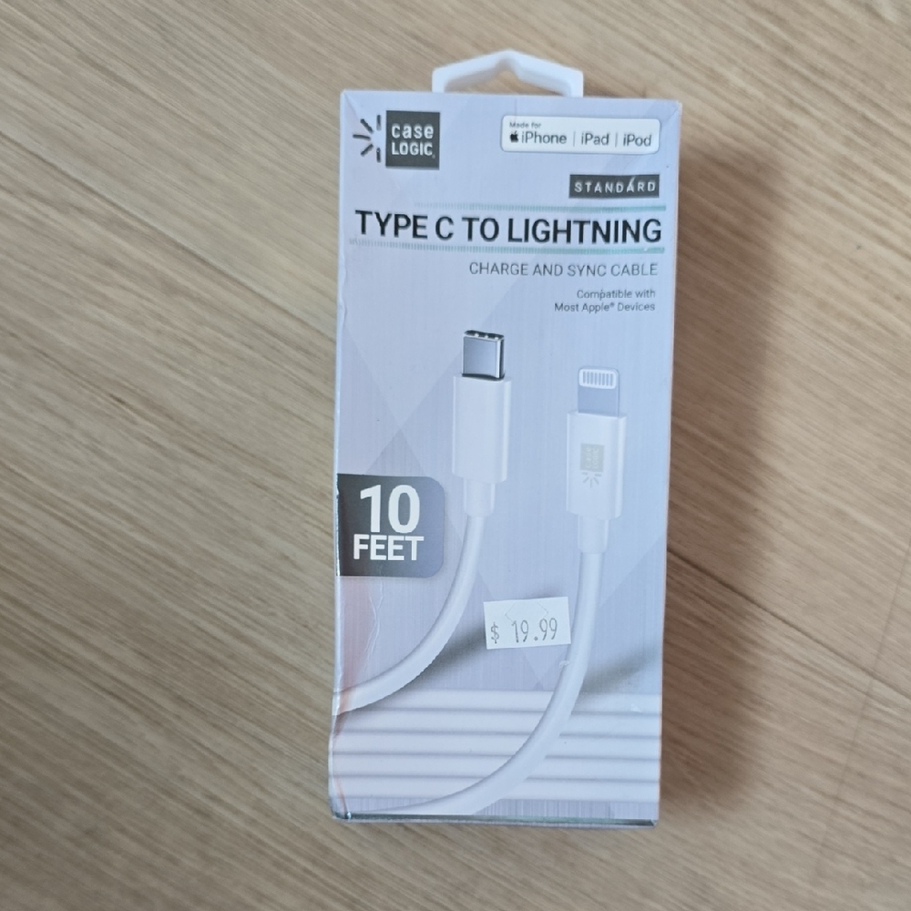 Case Logic White Type C to Lightning Cable 10 Feet